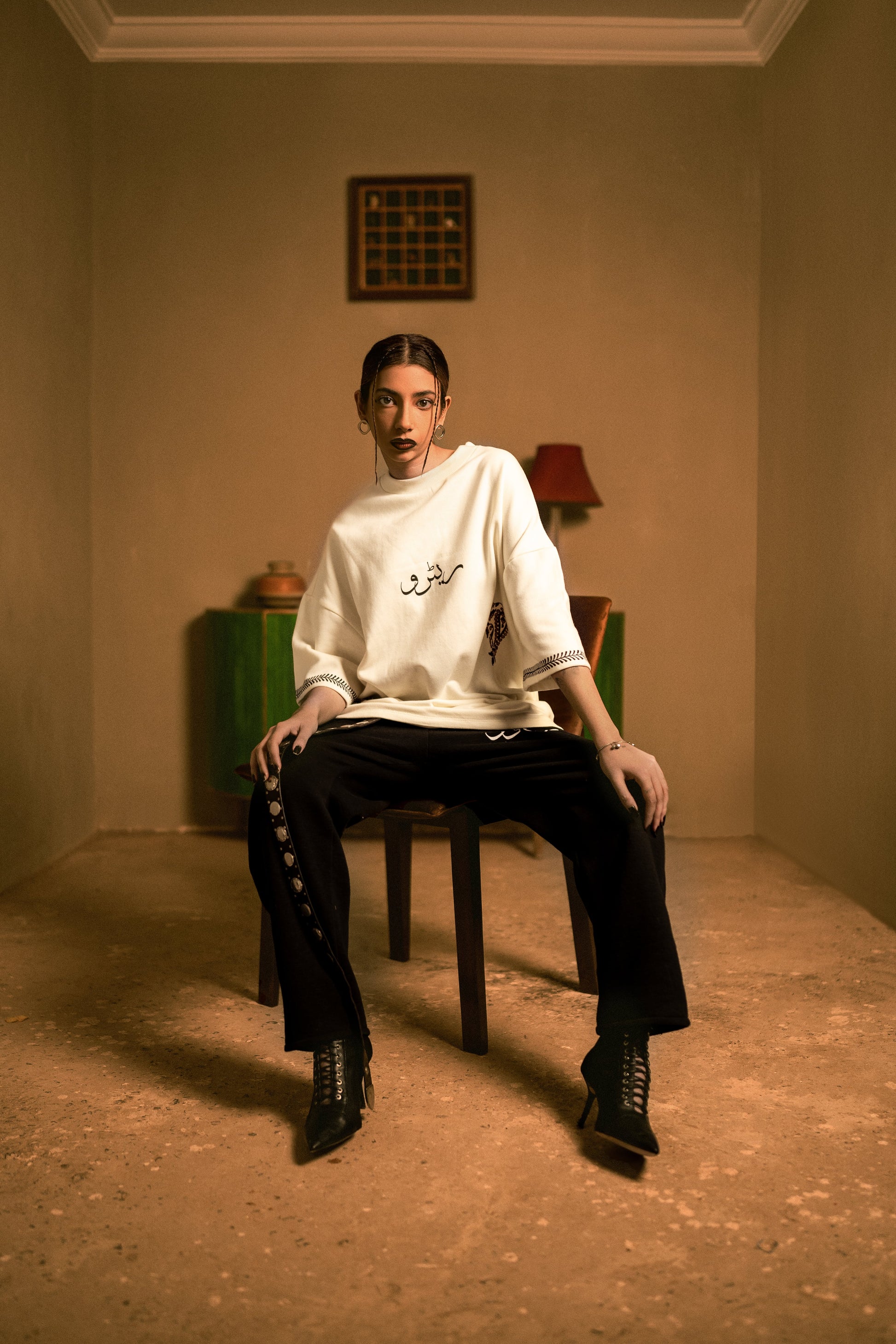 FOLK ART OFFWHITE BLOCK PRINTED TSHIRT