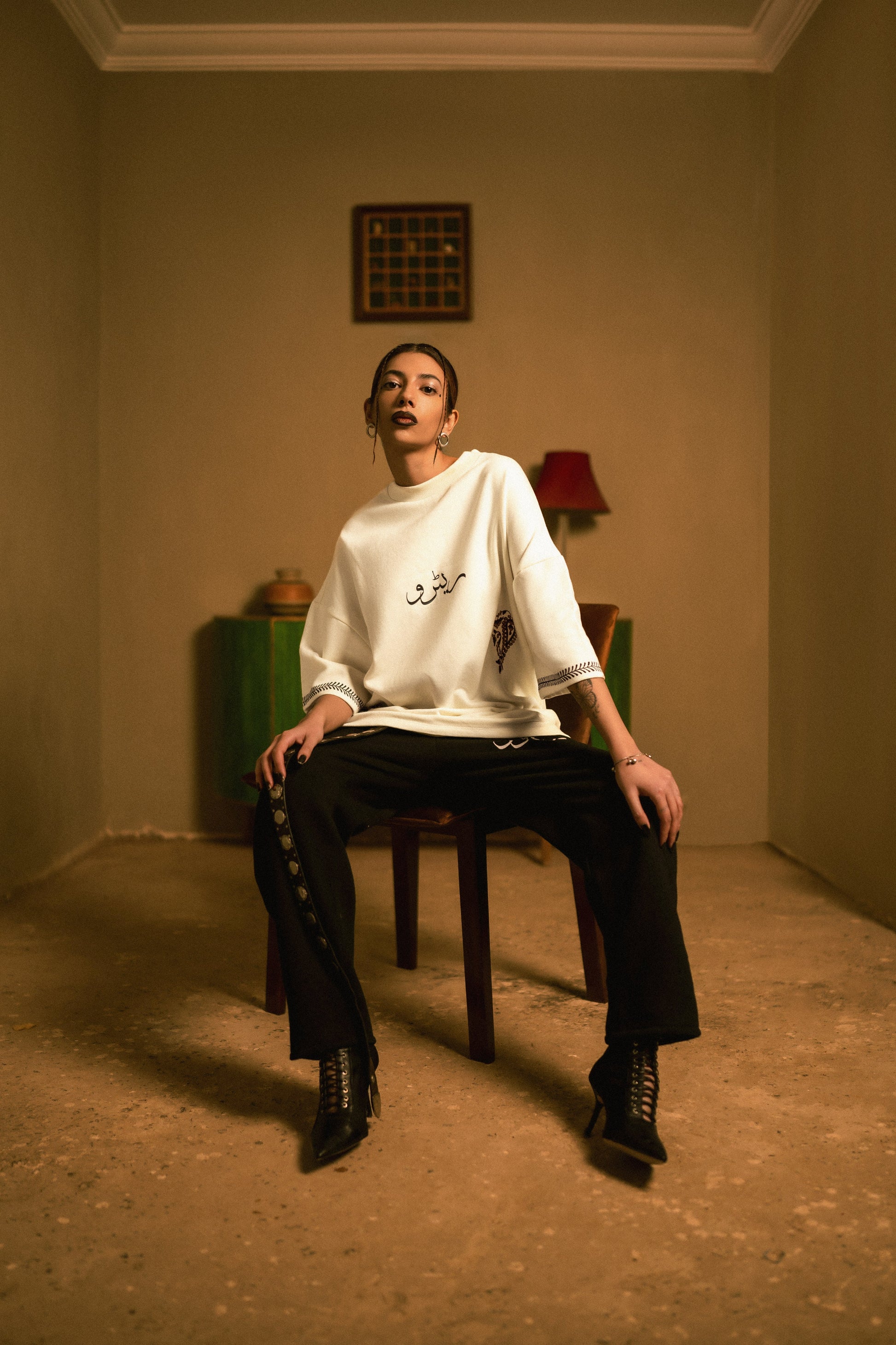 FOLK ART OFFWHITE BLOCK PRINTED TSHIRT