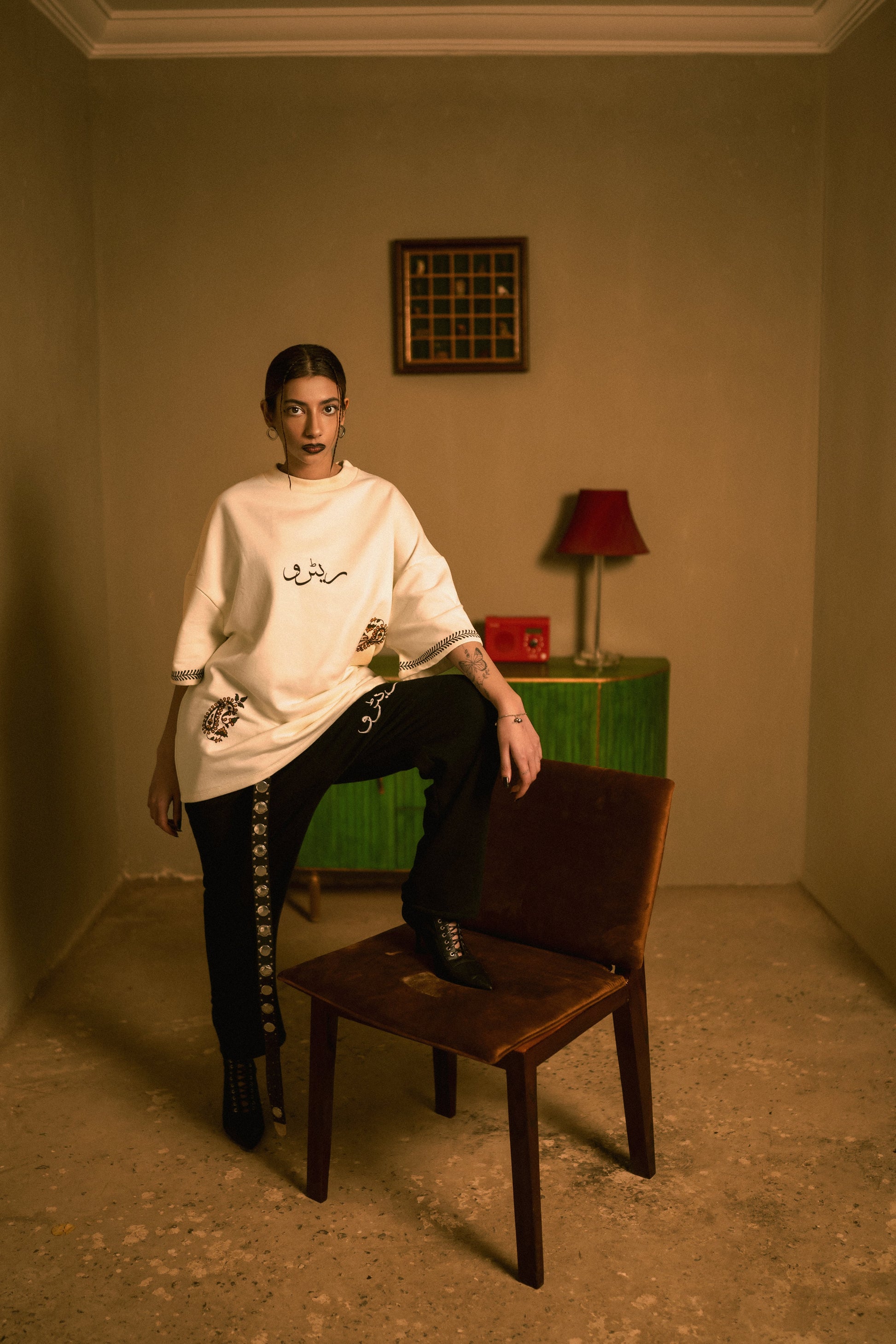 FOLK ART OFFWHITE BLOCK PRINTED TSHIRT